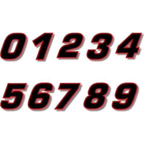 Three ratels Vinyl sticker decal Black (Red outline) quare font race number Racing Number Sticker For Car Motor Bike