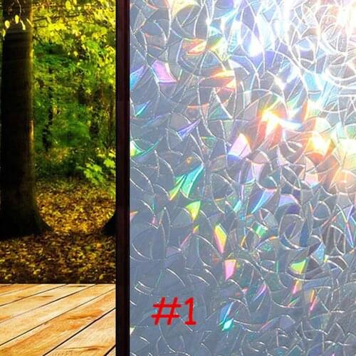 3D Window Film Non-adhesive Stained Office Rainbow Effect Waterproof Static 3D Removable Heat Control Glass Window Film 45X100cm
