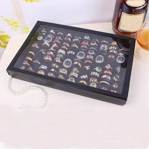 Jewelry Rings Display Tray Velvet 100 Slot Case Box Jewelry Storage Box Rings Display Tray Velvet 100 Slot Case Box F.7