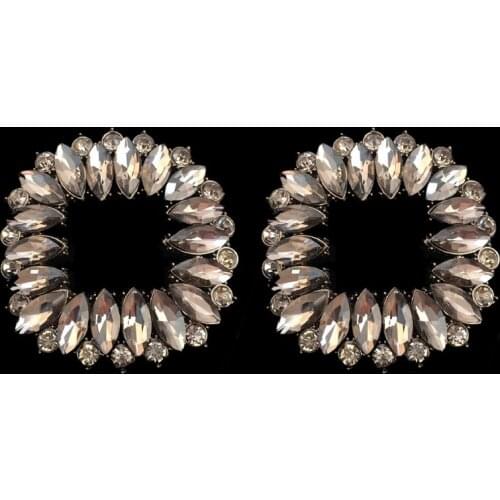 Shoe Clip Zinc Alloy Square Hollow Rhinestone Floral Glitter Luxury Clips DIY High Heel Buckle Bridal Wedding Shoes Charms 2Pcs