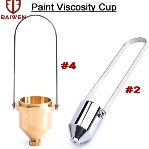 1pc Paint Viscosity Test Cup Viscometer Flow Cup Mixing Thinning Tool #2 & #4 Measuring Tool Golden sliver