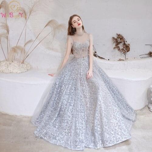 100% Real Pic Silver Prom Dresses High Neck Sequined Beaded Crystal A Line Floor Length Zipper Back Evening Gowns 2021 Celebrity