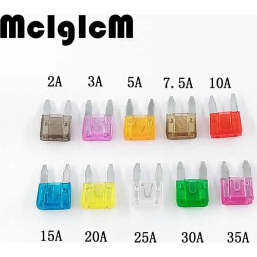 100pcs Mini Car Fuse 10 Value Auto Fuse Blade Kit Assortment 2A 3A 5A 7.5A 10A 15A 20A 25A 30A 35A