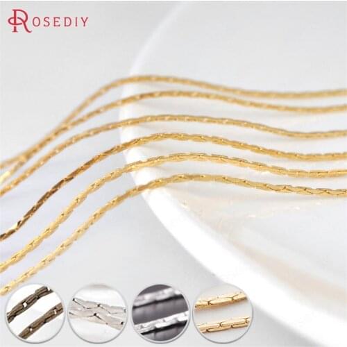 12857)5 Meters 0.5MM or 0.8MM Copper Square Link Chains Gold or Silver Chains for Necklace making Jewelry Findings Accessories