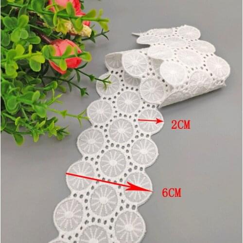 2Meters Floral Embroidered Cotton Lace Ribbon DIY Handmade Crafts Fabric Home Textile Garment Decor Tape 6cm Beige Lace Trimming