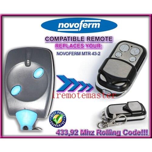 2pieces Compatible with NOVOFERM MTR 43-2 garage dooor transmitter 433,92mhz Rolling code beautiful