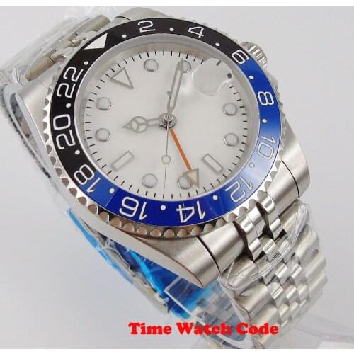 40MM Mens Wristwatch Automatic Movement White sterile dial orange GMT Date Indicator Jubilee Bracelet Spphire Glass Luminous