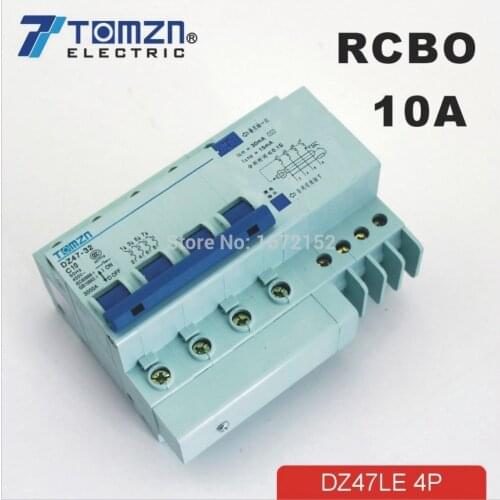 4P 10A DZ47LE4P10A 400V~ Residual current Circuit breaker with over current and Leakage protection RCBO