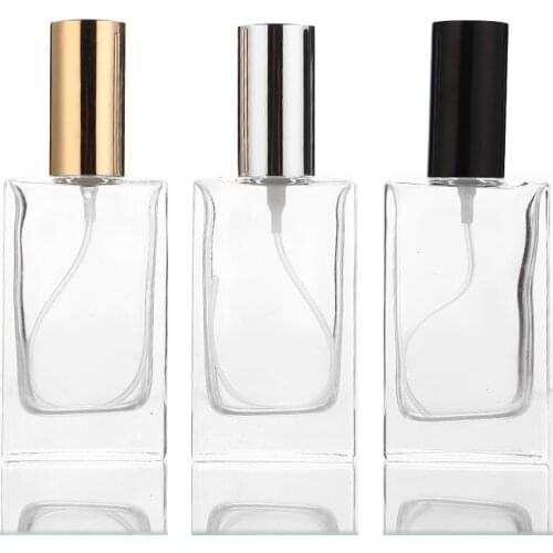 5pcs/lot 50ml Glass Refillable Spiral Thick Bottom Square Glass Atomizer Perfume Bottle Cosmetic Empty Spray Bottle Container
