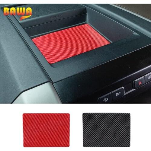 BAWA Soft Carbon Fiber Car Center Console Storage Compartment Mat Decoration Sticker for Ford F150 2015 Up Interior Accessories