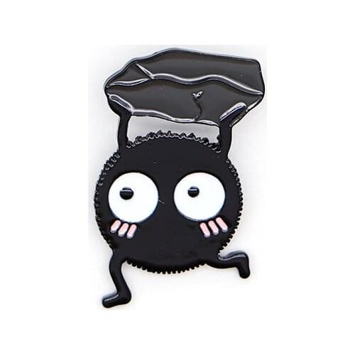 Hayao Miyazak Anime Brooches Spirited Away SOOT SPRITE Enamel Pin for Kids Lapel Pin Hat Bag Pins Women Briquettes Brooch S63