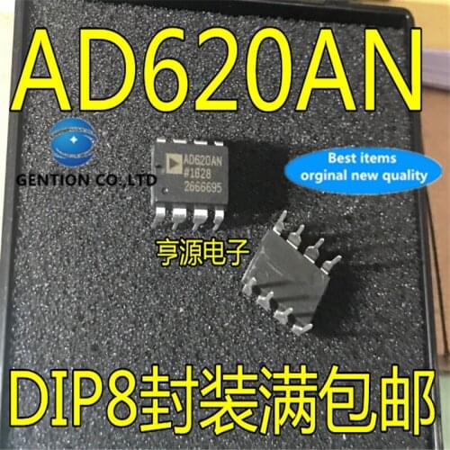 5Pcs AD620 AD620AN AD620ANZ DIP-8 Instrument amplifier chip with low drift and low power in stock 100% new and original
