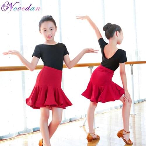 Children Latin Dance Practice Clothes Ballroom Dance Dress Girls Latin Performance Leotard And Skirts Latin Competition Costumes