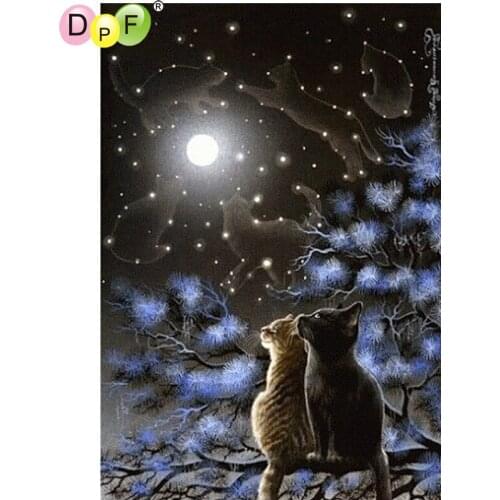 DPF DIY The cat moon 5D diamond embroidery needlework diamond painting cross stitch home decor diamond mosaic full square crafts