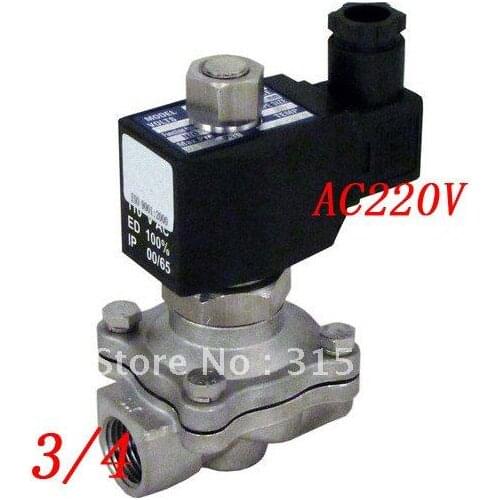 Free Shipping 5PCS/Lot Water Fuel NC Switch 3/4" Stainless Steel VITON Electric Solenoid Valve AC220V