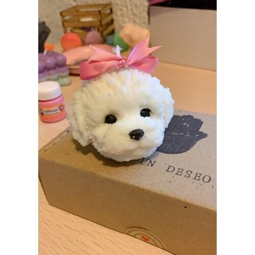 Teddy Dog Head Candle Silicone Mold Animal Shape Fragrance Making Tool Wax Mould Korean Style Soap Mold Free Shipping