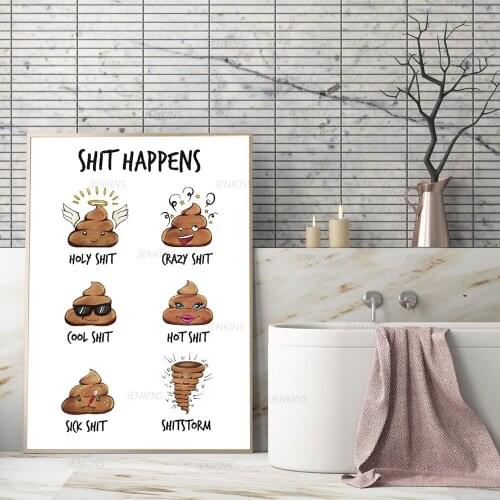 Canvas Painting Cute Bathroom Print Decorative Funny Toilet Picture Happens Quote Wall Art Picture Poster Home Decoration