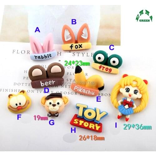 Cartoon Charms for Kids Jewelry 20pcs Flatback Resin Cabochons Scrapbook Craft DIY Embellishments Decor Headwear Accessories