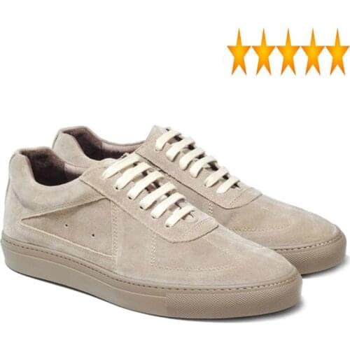 Cow Fashion Brand Suede Mens Leather Flats Casual Shoes Jogger Lace Up Trainer Sneakers Breathable Low Cut High Street Footwear