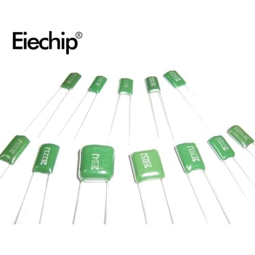 620pcs/lot 31value 100V Mylar Film Capacitor assorted Kit 100nf 220PF 560PF 68NF capacitors set 0.22NF-470NF Capacitor pack