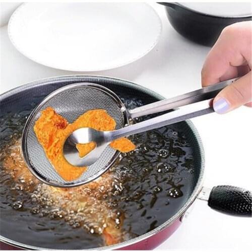 Kitchen Colander Filter Mesh Spoon Stainless Steel Fried Food Oil Scoop Drain Oil Food Clip Fishing Oil Kitchen Gadgets