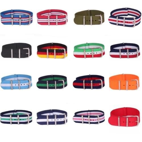 Buy 2 Get 10% OFF) New Arrival Wholesale Stripe Nato Woven Fiber watchband 14mm Nylon Watch Straps Wristwatch Band Cheap fabric