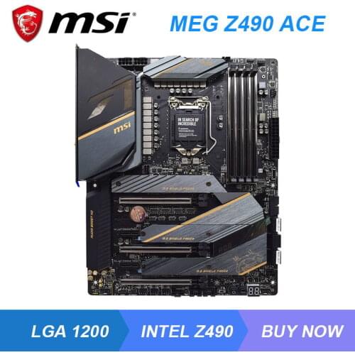 MSI MEG Z490 ACE LGA 1200 Intel Z490 Gaming Mining Motherboard DDR4 128G PCI-E 4.0 3×M.2 USB3.2 ATX Core i9-10900K i7-10700K CPU
