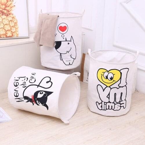 Cute Animal Letter Design Storage Bucket Large Dirty Laundry Basket Fox Pig Fabric Basket