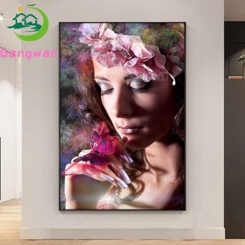 Fashion Sexy flower girl 5D round square diamond embroidery Elegant women Diy full sets diamond painting mosaic pictures decor