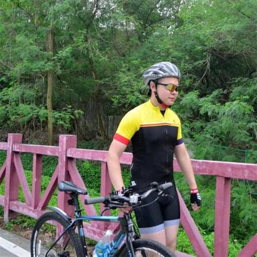 Men Cycling Short Jersey Pro Team Top Quality Fabric Road Bike MTB Short Sleeve Breathable Cozy Top Riding Shirt Yellow EMONDER