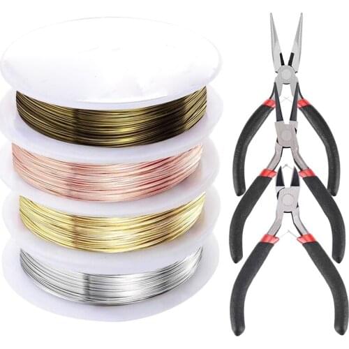 7 Pcs Jewelry Pliers and Jewelry Beading Wire Tools Set Includes Needle Nose Pliers, Round Nose Pliers, Wire Cutters and Craft W