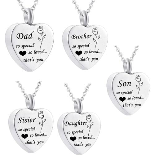 So Special So Loved Rose Stainless Steel Heart Urn Pendant Necklace