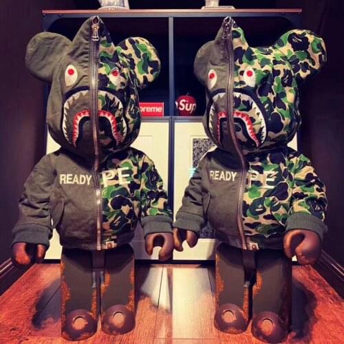 PETCO 70cm 1000% Bearbricklys Bear@bricklys Camouflage Shark Block Bear Correct version Living room shoe store decoration