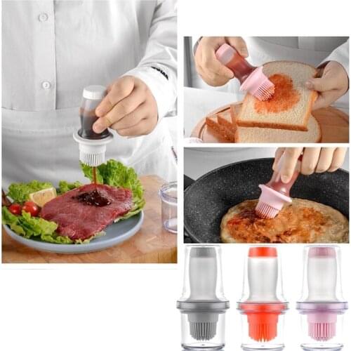 Portable Silicone Oil Brush Bottle Barbecue Brush with Protective Cover Baking Y1QB