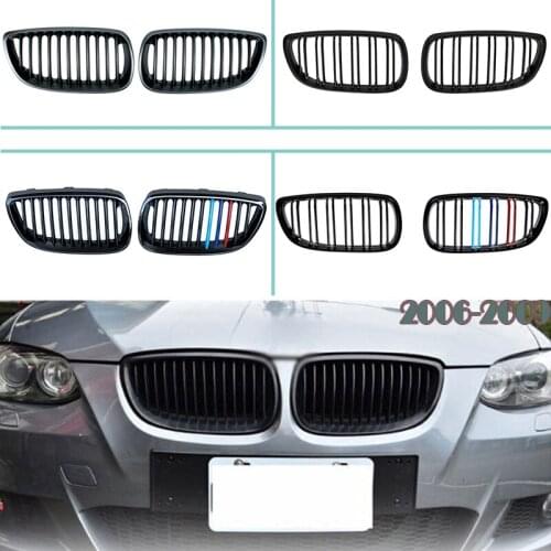 1SET Carbon Fiber/Black Front Bumper Racing Grills Kidney Grilles For BMW E92 E93 M3 2006-2009 325i 328i M Power Accessories