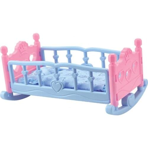 Pink Blue Dolls Rocking Cradle Crib Cot Bed Girls Toy With Blanket & Pillow