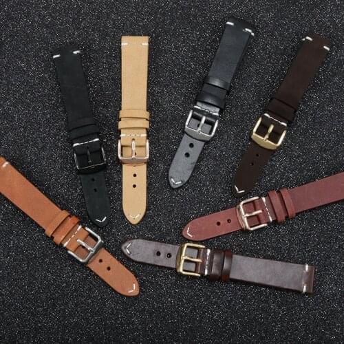 Vintage Cowhide Leather Watch With Stainless Steel Pin Buckle Substitute Tissot T035 207A T035 210A