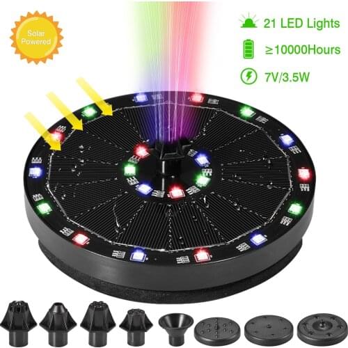 7V/3.5W Solar Water Fountain Colorful 21 LED Lights Pools Fountain Pump Panel Solar Powered Floating Fountain Garden Decor