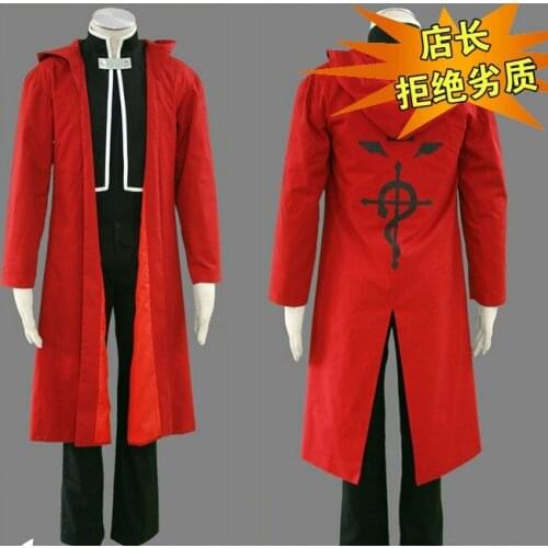 High Quality Full Metal Alchemist Edward Elric Halloween Cosplay Costume 3 in 1 for Man Women