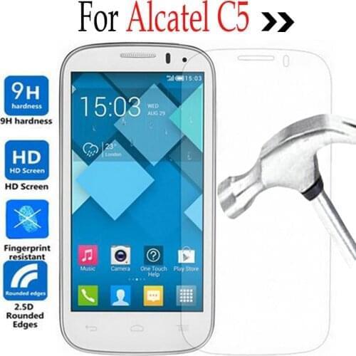 Tempered Glass For ALCATEL One Touch Pop C5 4.5inch Screen Protector Film With Cleaning Tool For Onetouch C5 5036 OT5036 5036D