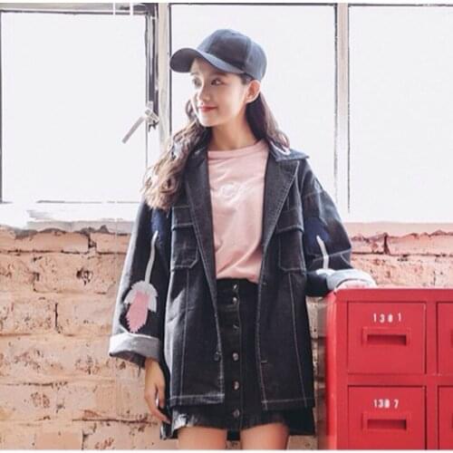 Women Cacual Denim Jacket Spring Autumn Long Sleeve Women Denim Jacket Fashion Outerwear Tops Personality Hollow Out Button