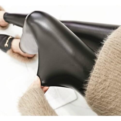 S-4XL New Autumn Winter Leggings Warm Sexy Black Faux Leather Pants High Waist Plus Size Slim Solid PU Leather Leggings 3XL 4XL