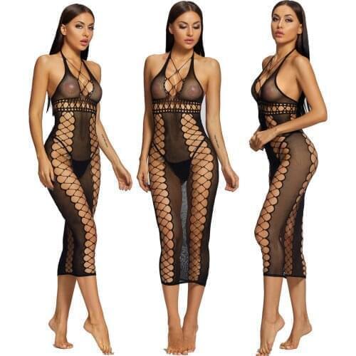 Womens Underwear Sexy Lingerie Mesh Lace Sex Bodysuit Rhinestone Cut Fishnet Lenceria Sensual Mujer Porn Dress Erotic Dresses