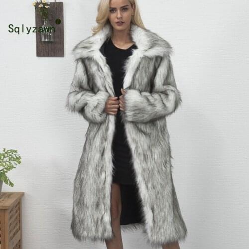 Luxury Casual Winter Fur Coat Women 2019 Fashion Long Sleeve Jacket Coat Warm Loose Thick Medium Length Faux Fur Coat Outerwear
