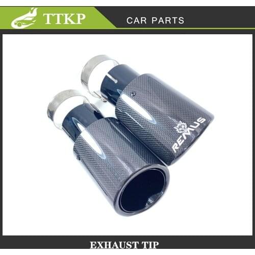 1PCS Car Exhaust Tail Pipe Bright Carbon Stainless Steel Straight Muffler Tip Flange With Remus Logo For Bmw F30 etc