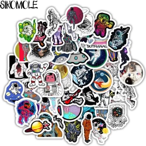50Pcs Outer Space Astronaut Cartoon Stickers For Suitcase Skateboard Laptop Luggage Fridge Phone Car Styling Decal Sticker F5