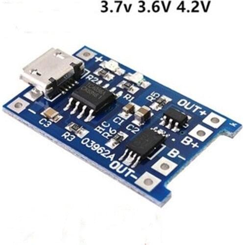 100pcs 18650 lithium battery protection 3.7V 3.6V 4.2v charging board 1A overshoot and overdischarge protection