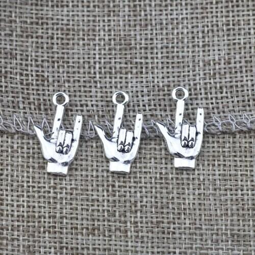 15 Pieces 13x23mm Antique Silver Color DIY Gesture Steampunk Charms For Jewelry Making