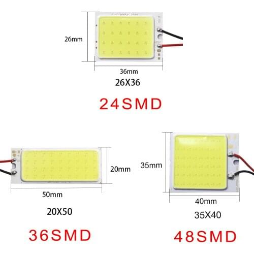 2@# White License Plate Lamp Dome Light White Festoon Vehicle Panel Lamp High Quality LED Car Accessory COB 18 24 36 48Smd T10