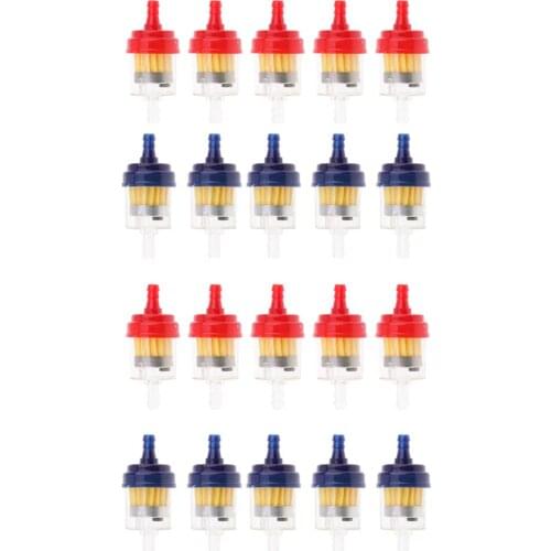 20pcs Blue/Red Universal Motorcycle ATV Inline 6mm Clear Fuel Filter